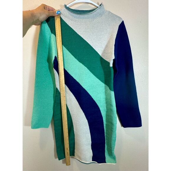 NWOT Dee Elly Mod Bold Green Versatile Mock Neck Mini Dress Women's Large - Picture 9 of 12